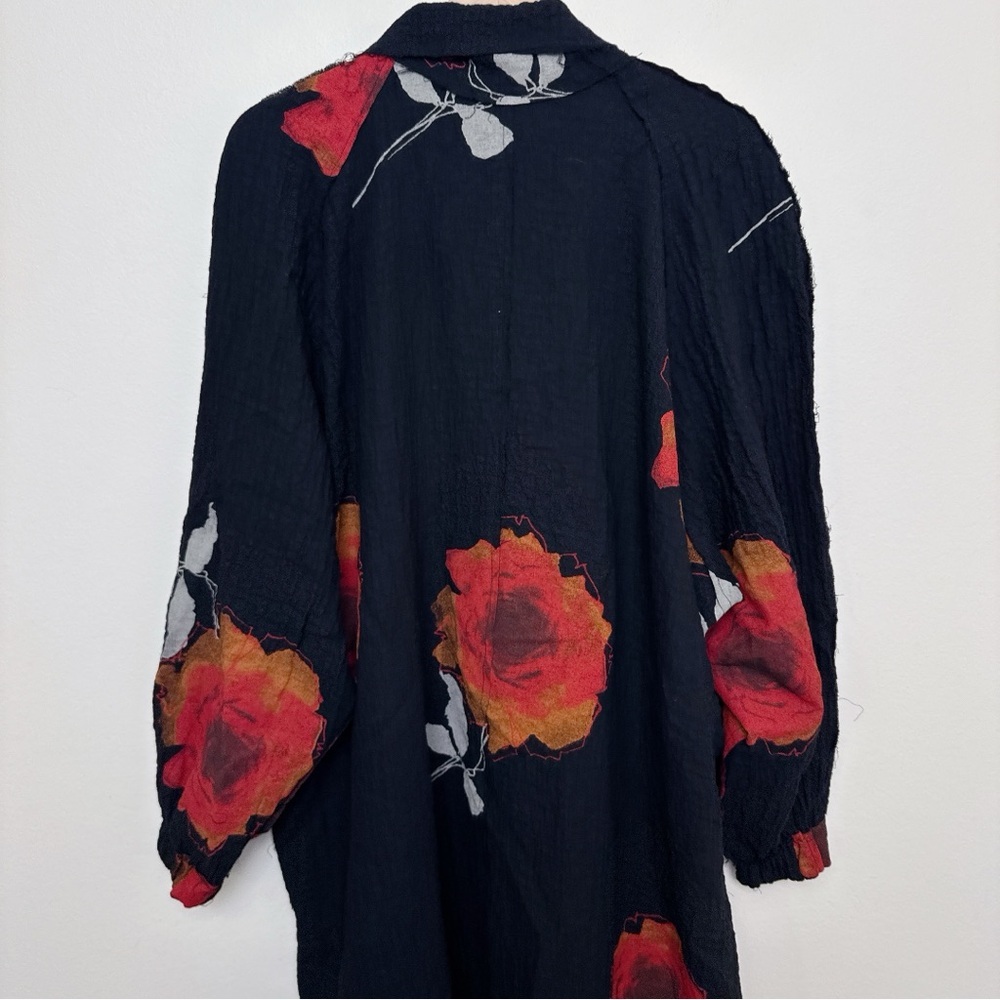 BREAD & BUTTER Womens Small Gauze Floral Oversized Lagenlook Artsy Jacket - Picture 12 of 14